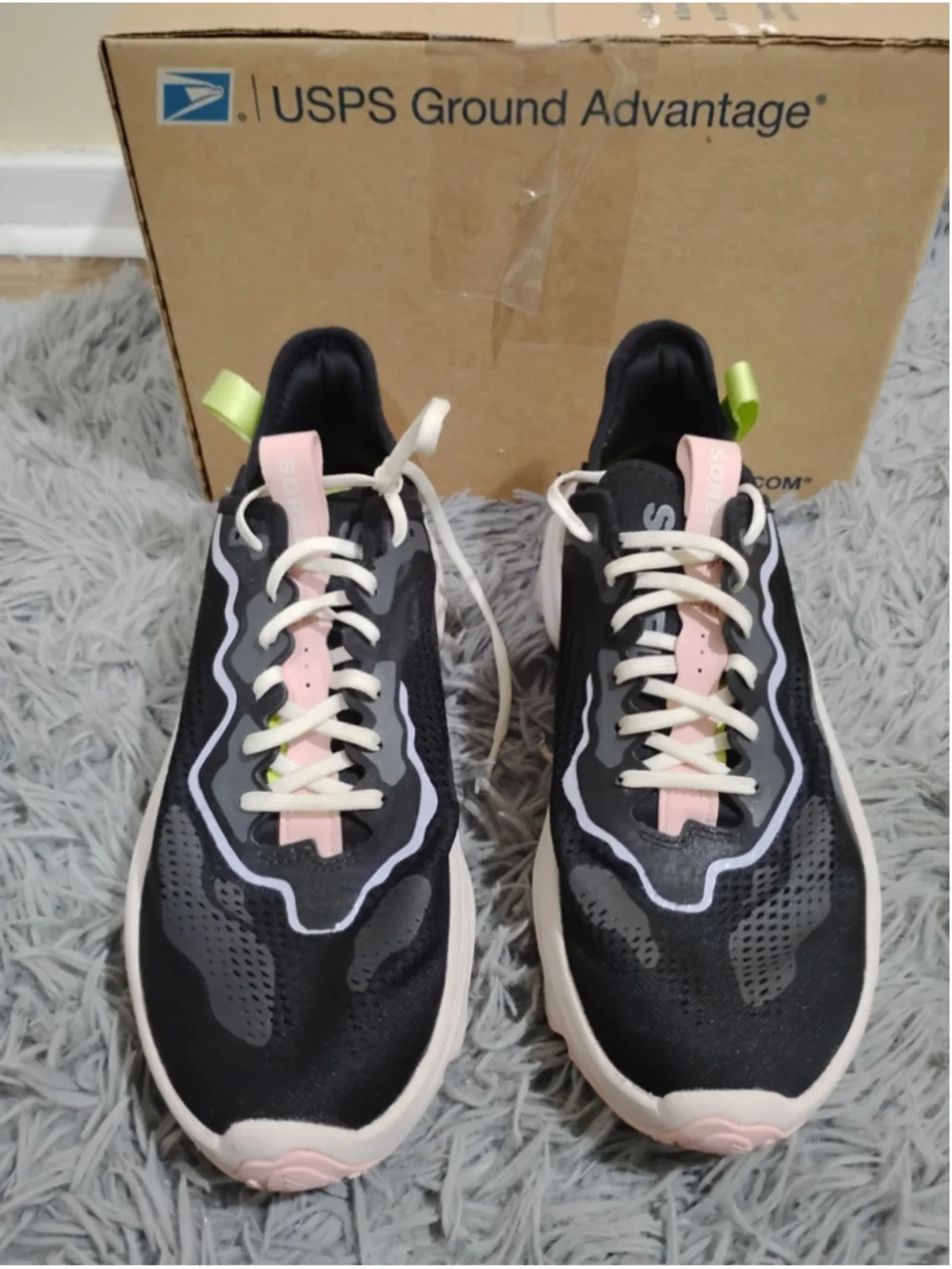 SOREL Kinetic Breakthru Day Pace Women Size 10.5 Black Pink Green Shoes